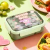 Green cartoon lunch box, household compartment-designed leak-proof portable lunch box Specification image